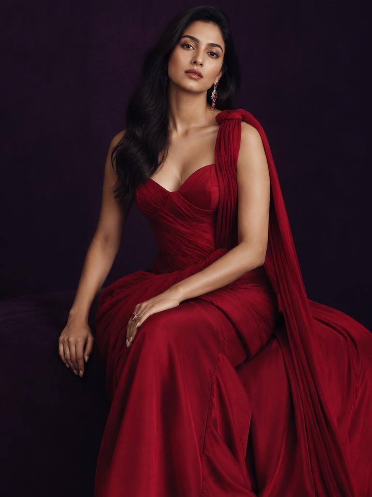 Oriel Vantha in an elegant evening dress